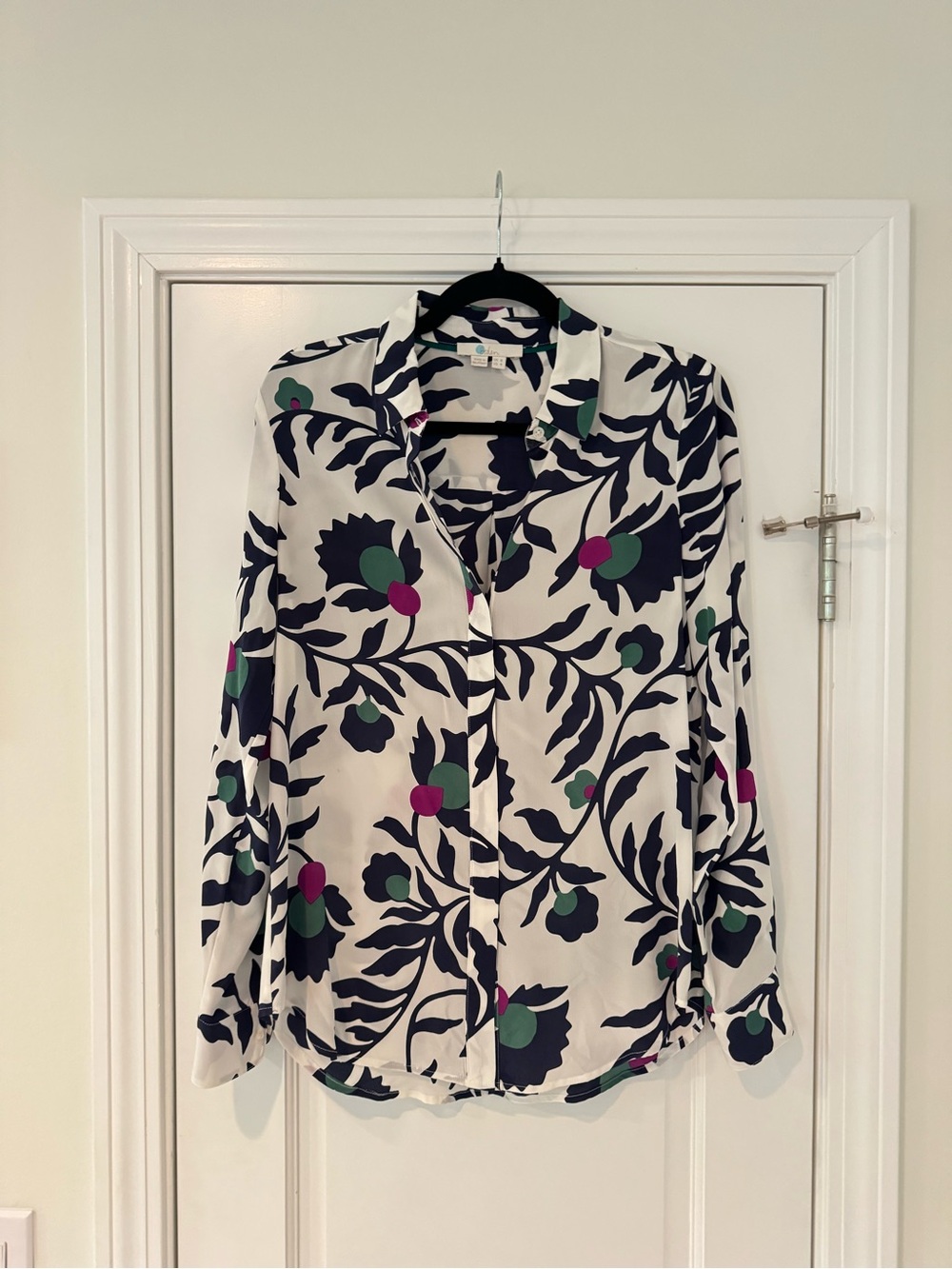 Boden 100% Silk Button Down Shirt, Size 4